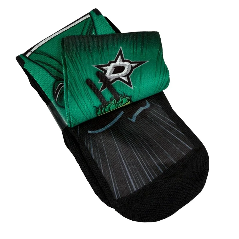 Rock Em NHL Dallas Stars Victor E Green Mascot Pump Up Crew Socks L/XL NEW